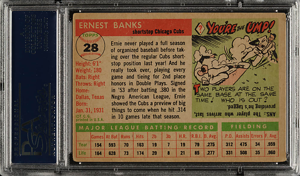 1955 Topps #28 Ernie Banks PSA VG+ 3.5