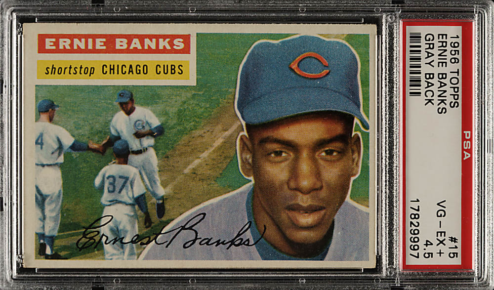 1956 Topps #15 Ernie Banks Gray Back PSA VG-EX+ 4.5