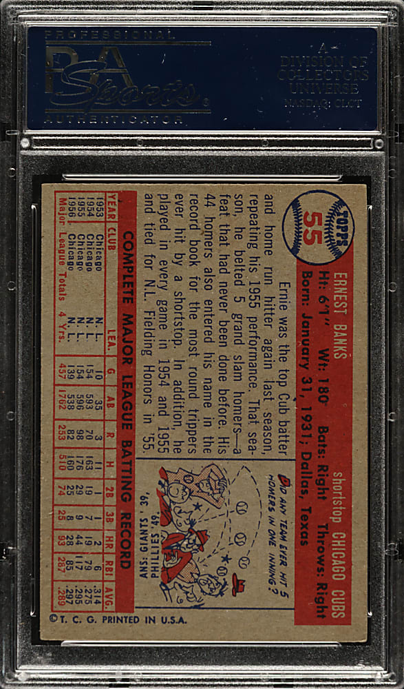 1957 Topps #55 Ernie Banks PSA EX 5