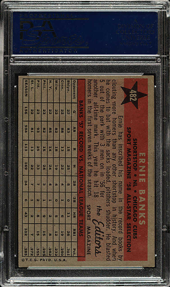 1958 Topps #482 Ernie Banks All-Star PSA NM 7