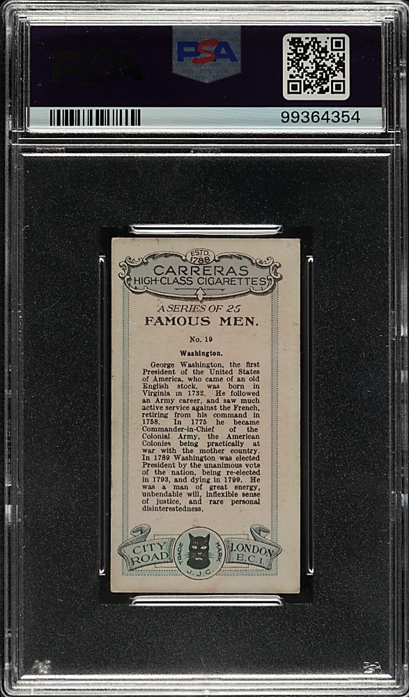 1927 Carerras LTD. Famous Men #19 George Washington PSA EX 5