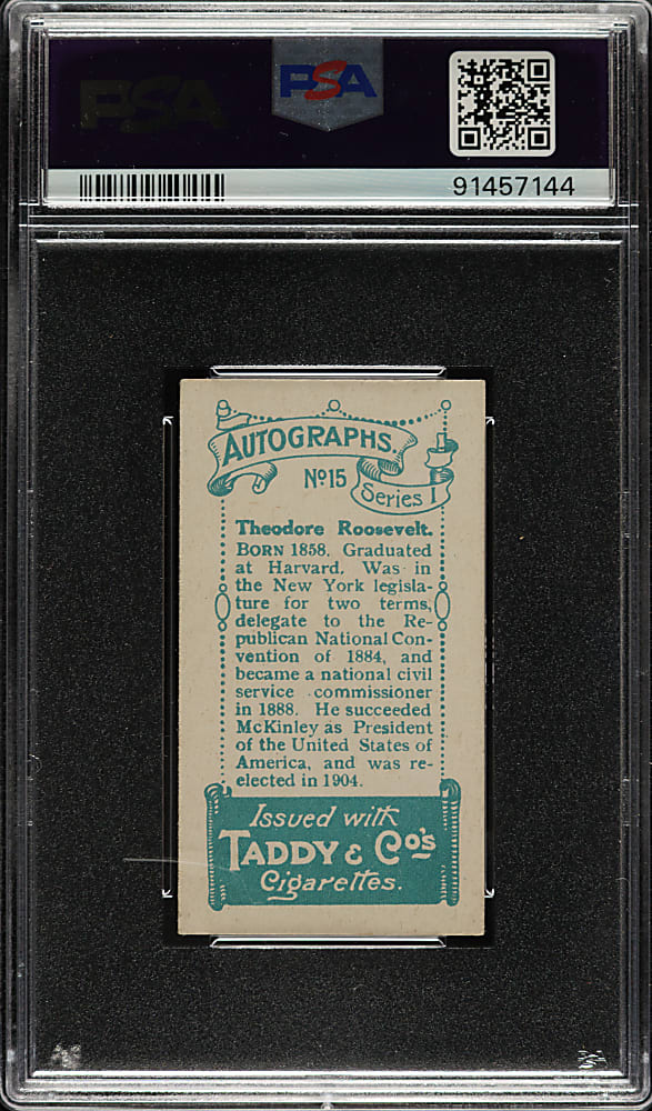1910 Taddy & Co. Autographs #15 Theodore Roosevelt PSA GOOD 2