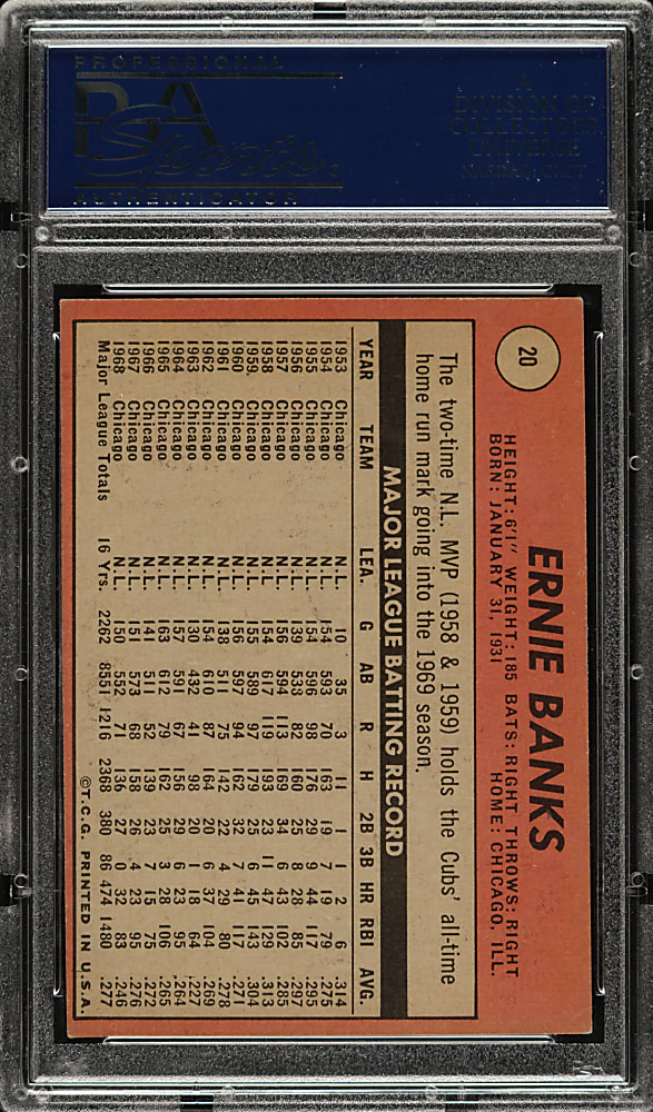 1969 Topps #20 Ernie Banks PSA EX-MT 6