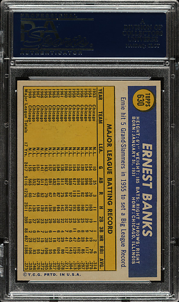 1970 Topps #630 Ernie Banks PSA NM 7