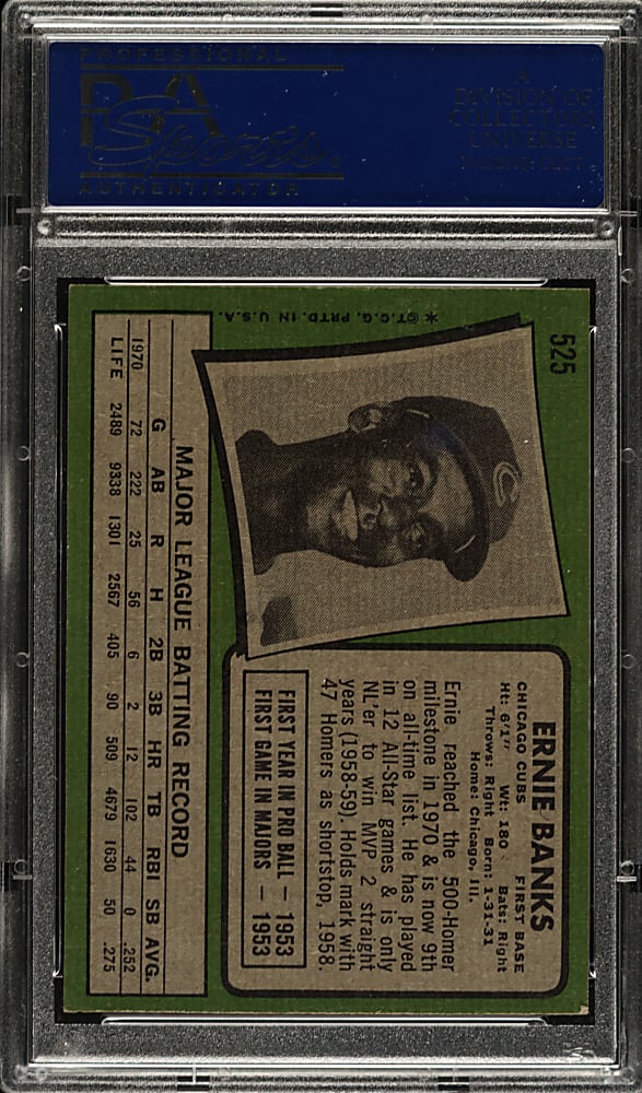1971 Topps #525 Ernie Banks PSA EX-MT 6