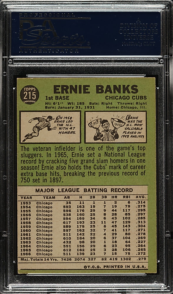 1967 Topps #215 Ernie Banks PSA EX-MT 6