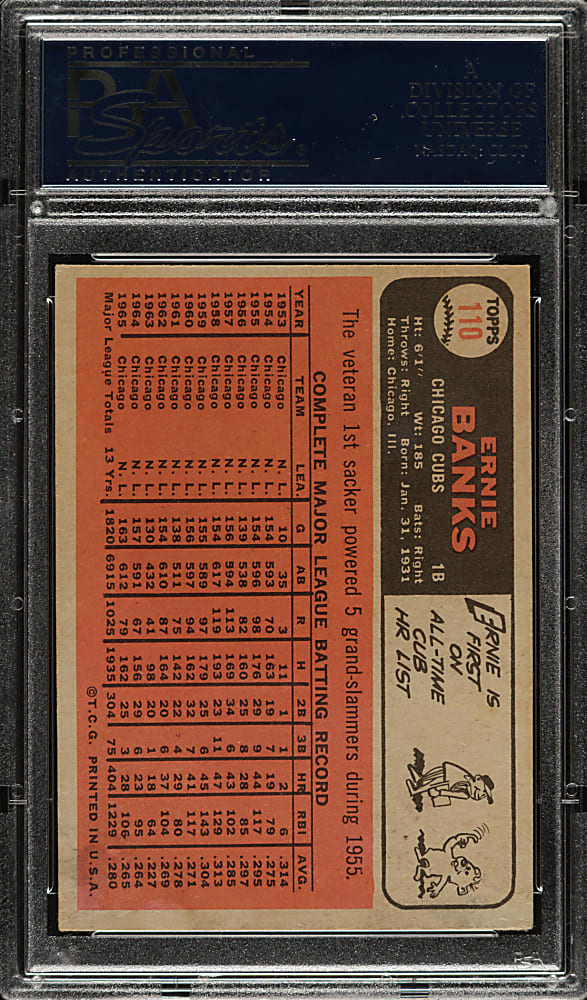 1966 Topps #110 Ernie Banks PSA EX 5