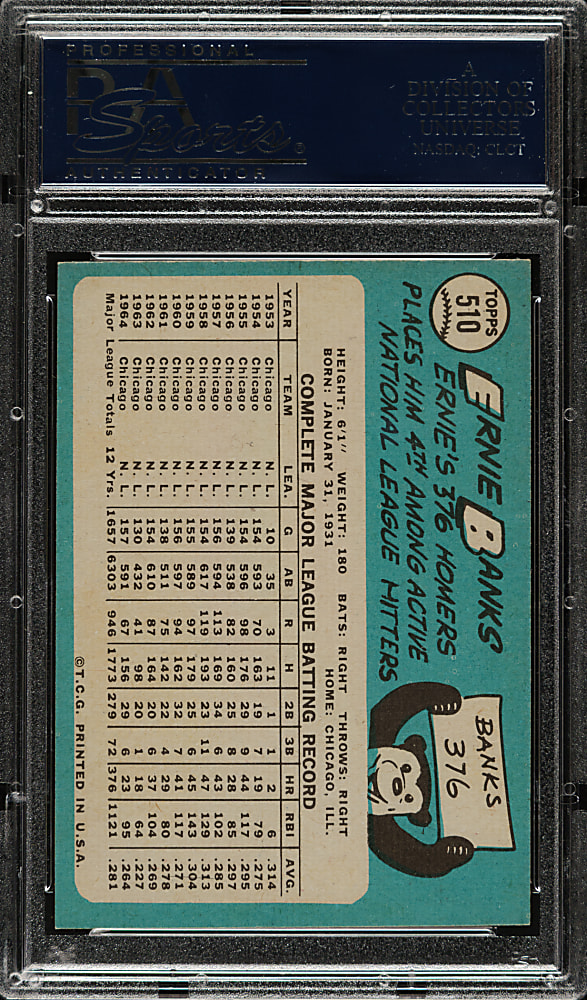 1965 Topps #510 Ernie Banks PSA EX-MT 6