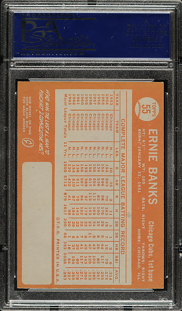 1964 Topps #55 Ernie Banks PSA EX 5