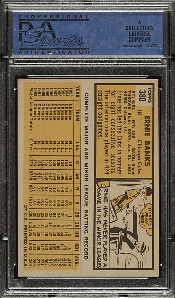 1963 Topps #380 Ernie Banks PSA EX 5