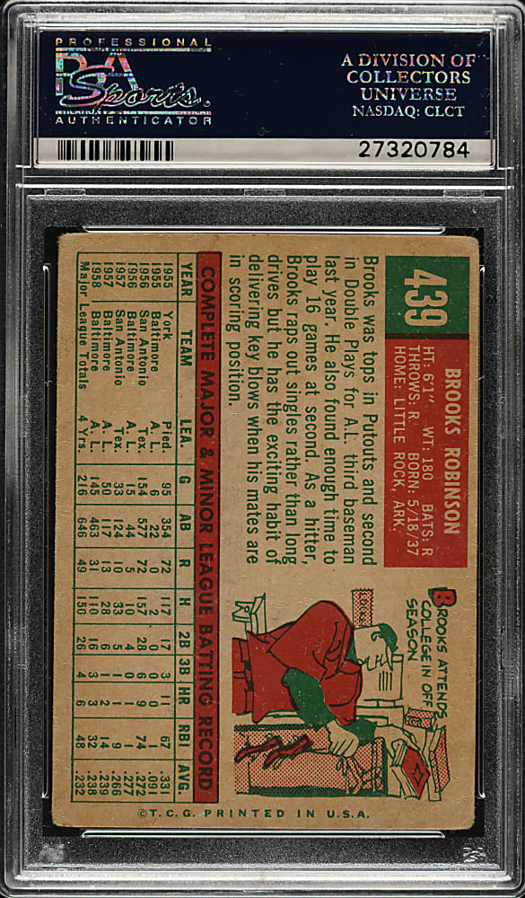 Signed 1959 Topps #439 Brooks Robinson - PSA/DNA