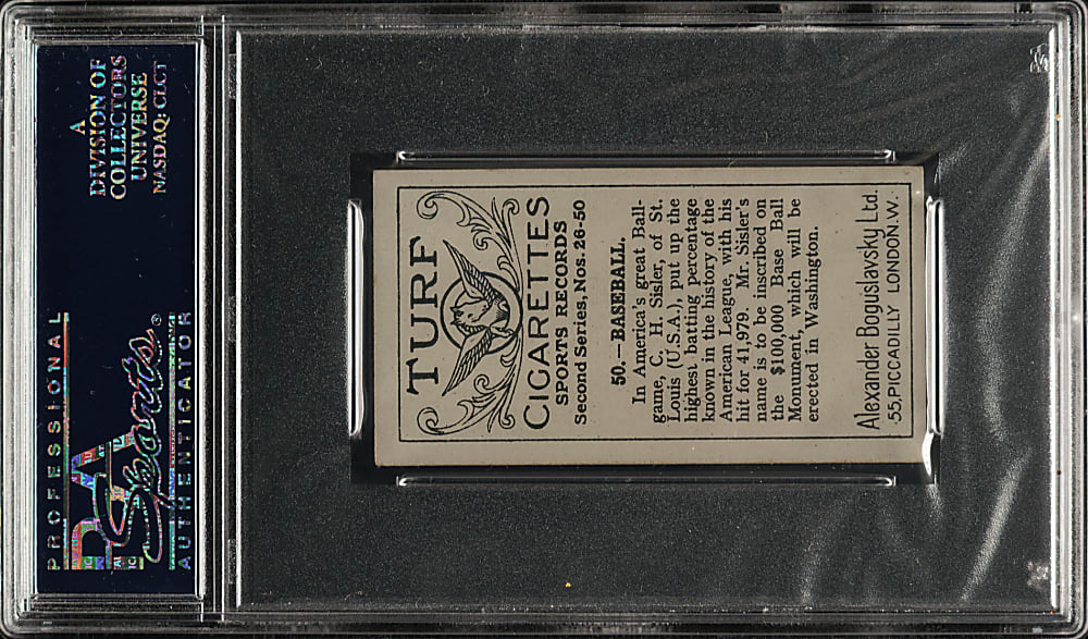 1925 A.Boguslavsky Ltd. "Sports Records" #50 Baseball (George Sisler) PSA NM 7