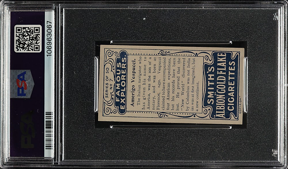 1911 F. & J. Smith "Famous Explorers" #7 Amerigo Vespucci PSA VG-EX 4
