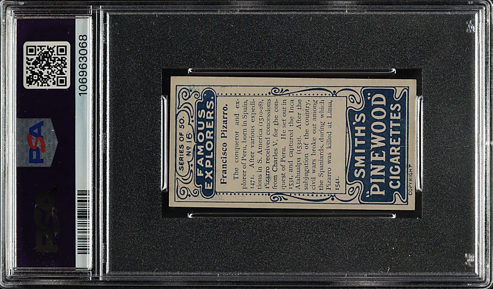 1911 F. & J. Smith "Famous Explorers" #16 Francisco Pizzaro PSA VG 3
