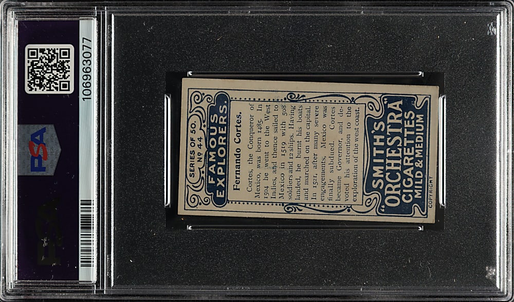 1911 F. & J. Smith "Famous Explorers" #44 Fernando Cortes PSA EX+ 5.5