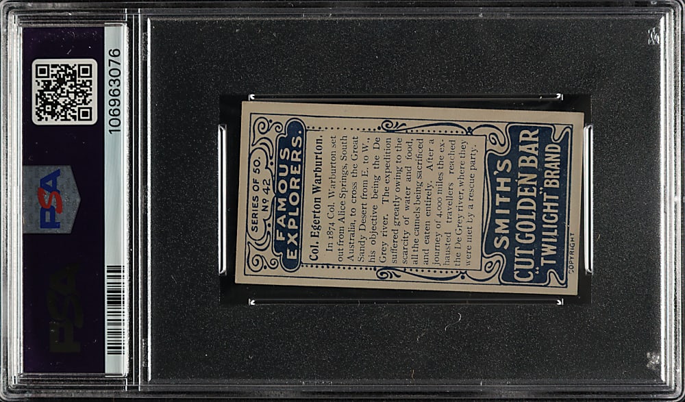 1911 F. & J. Smith "Famous Explorers" #42 Col. Egerton Warburton PSA VG 3