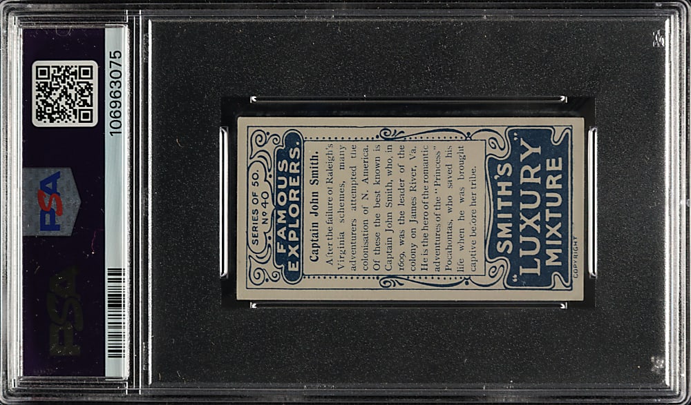 1911 F. & J. Smith "Famous Explorers" #40 Captain John Smith PSA EX 5
