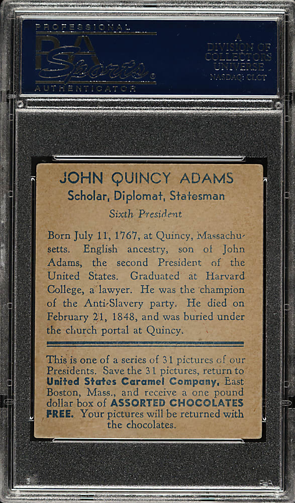 1932 R114 U.S. Caramel "Presidents" John Quincy Adams PSA VG-EX 4