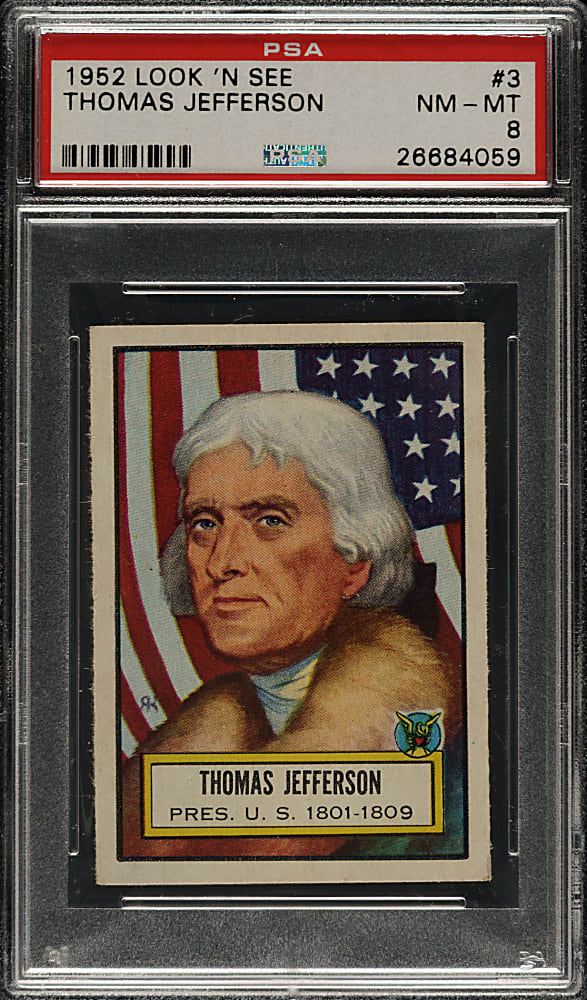 1952 Topps "Look 'n See" #3 Thomas Jefferson PSA NM-MT 8