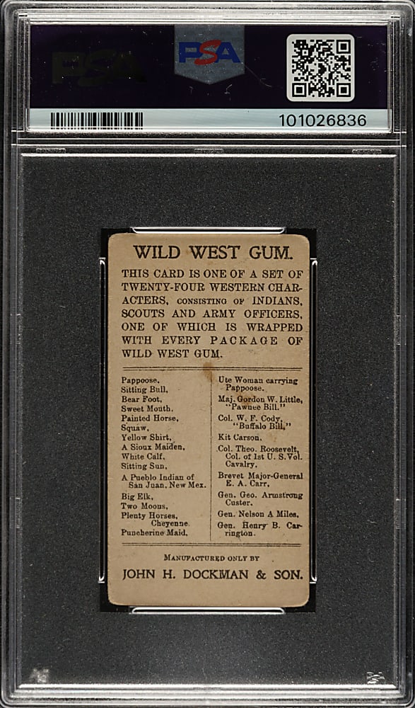 Circa 1910 E50 Dockman & Sons "Wild West Gum" Gen. Geo. A. Custer PSA GOOD 2