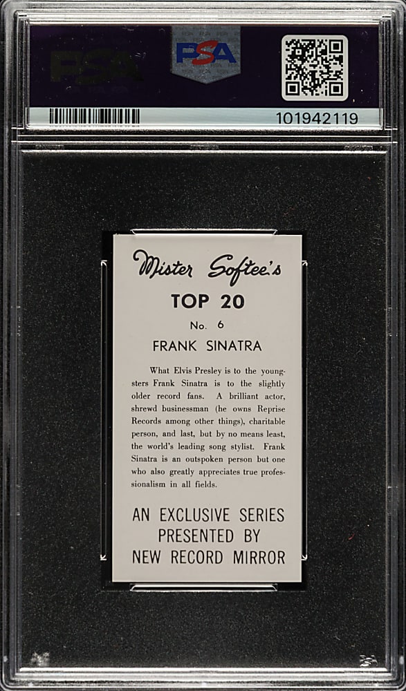 1963 Mister Softee's "Top 20" #6 Frank Sinatra PSA NM-MT 8