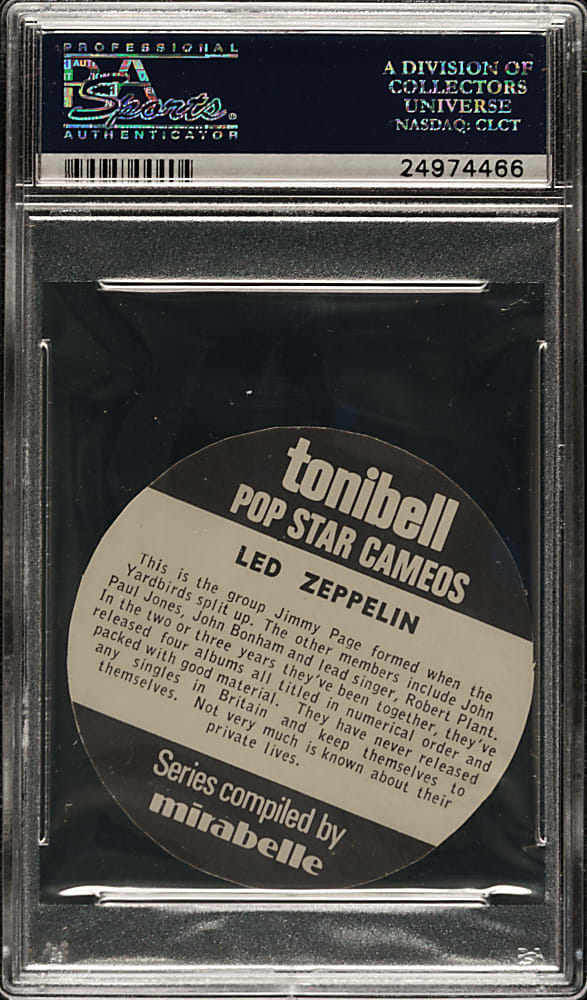1970 Tonibell "Pop Star Cameos" Led Zeppelin PSA GEM MINT 10