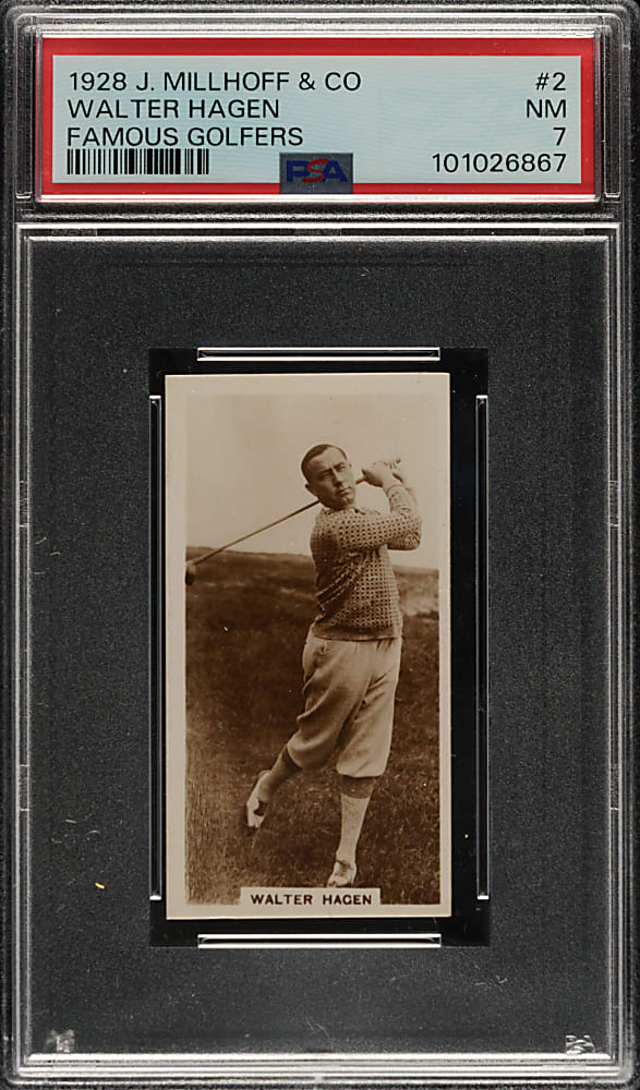 1928 J. Millhoff Co. "Famous Golfers" #2 Walter Hagen PSA NM 7