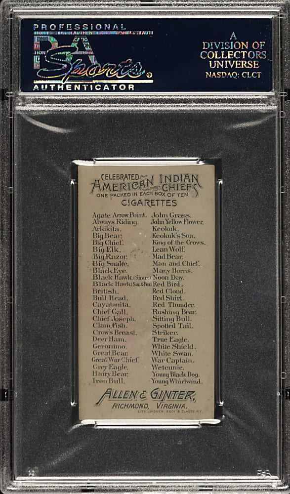 1888 N2 Allen & Ginter "American Indian Chiefs" Big Razor PSA EX 5