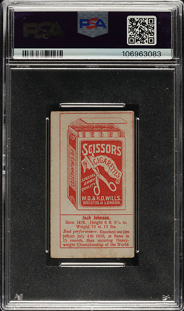 1911 W. D. & H. O. Wills "Boxers" (Scissors Back) Jack Johnson PSA VG 3