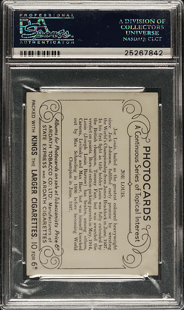 1937 Ardath Photocards Series of Topical Interest Boxing Joe Louis PSA EX 5
