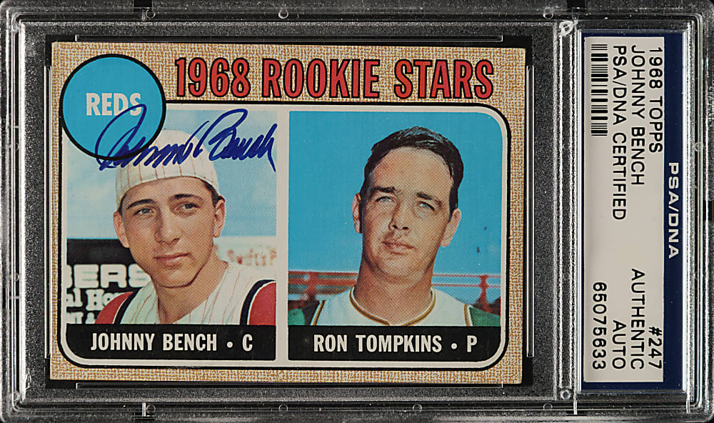 Signed 1968 Topps #247 Johnny Bench Rookie - PSA/DNA