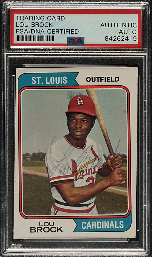 Signed 1974 Topps #60 Lou Brock - PSA/DNA