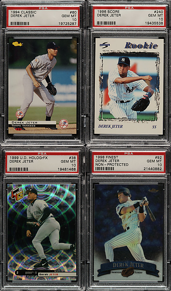 1994 to 2008 Fleer, Topps and Upper Deck Derek Jeter PSA GEM MINT 10 Collection (22)
