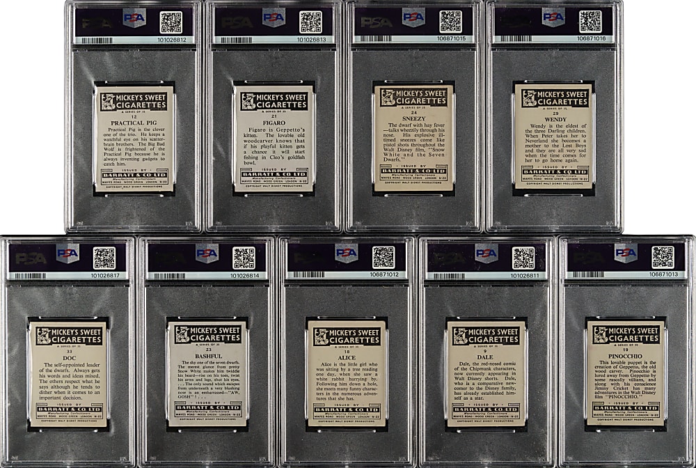 1955 Barratt & Co. LTD Walt Disney Characters PSA-Graded Collection (13)