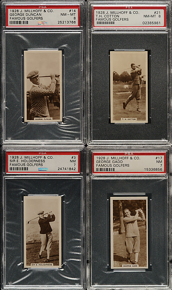 1928 J. Millhoff Co. "Famous Golfers" PSA-Graded Collection (11) Including Henry Cotton, Tommy Armour and Harry Vardon