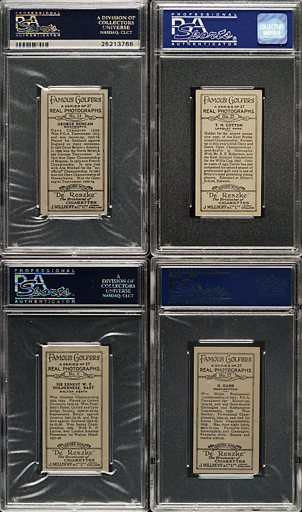 1928 J. Millhoff Co. "Famous Golfers" PSA-Graded Collection (11) Including Henry Cotton, Tommy Armour and Harry Vardon