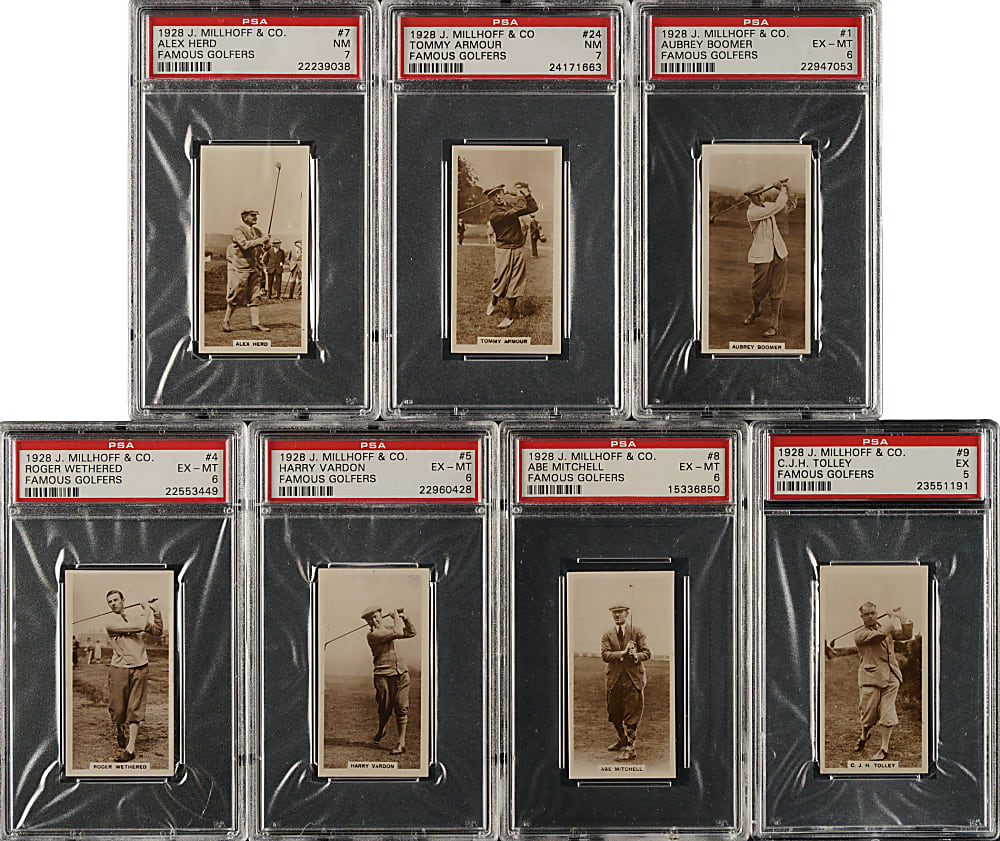 1928 J. Millhoff Co. "Famous Golfers" PSA-Graded Collection (11) Including Henry Cotton, Tommy Armour and Harry Vardon