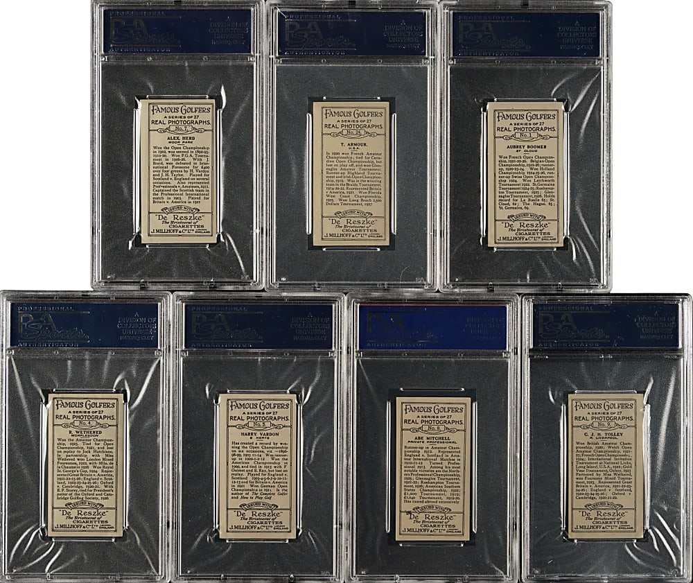 1928 J. Millhoff Co. "Famous Golfers" PSA-Graded Collection (11) Including Henry Cotton, Tommy Armour and Harry Vardon