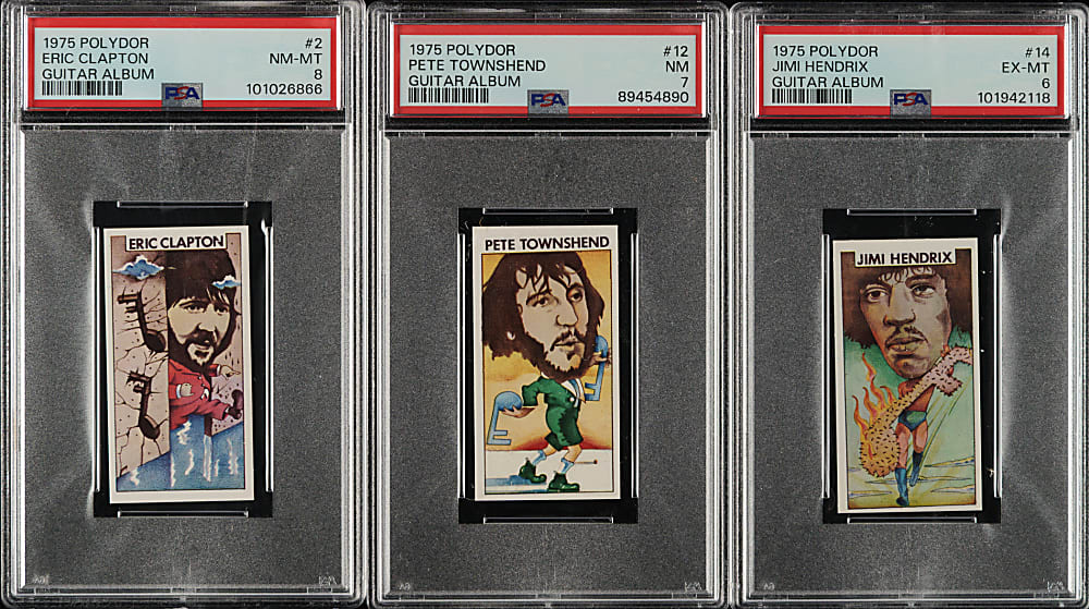 1975 Polydor Guitar Album PSA-Graded Trio: Eric Clapton, Pete Townshend, and Jimi Hendrix