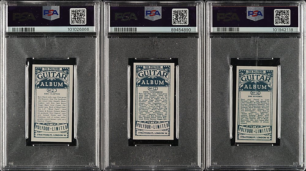 1975 Polydor Guitar Album PSA-Graded Trio: Eric Clapton, Pete Townshend, and Jimi Hendrix