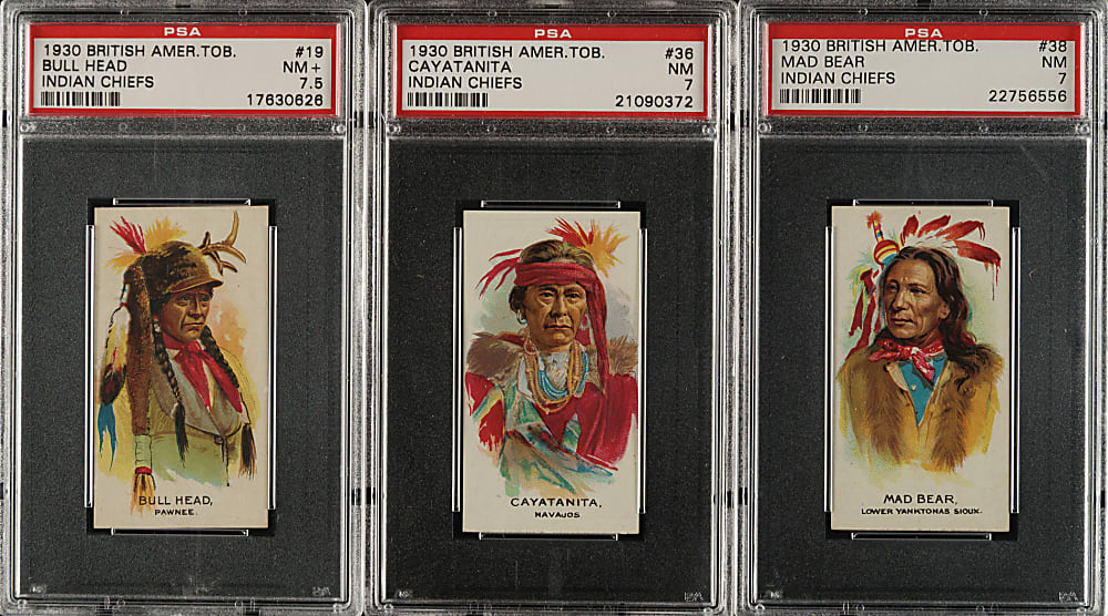 1930 British American Tobacco "Indian Chiefs" PSA-Graded Trio