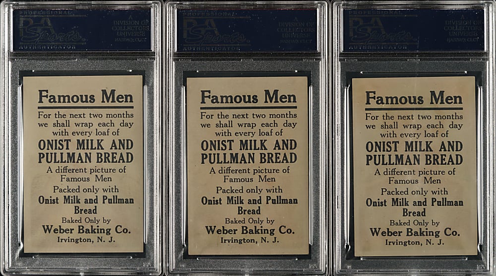 1920 D117 Weber Baking "Famous Men" PSA-Graded Trio