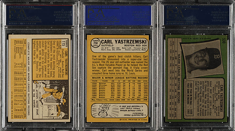 1963 to 1971 Topps Carl Yastrzemski PSA-Graded Trio
