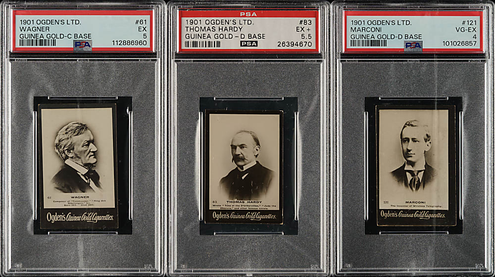 1901 Ogden's Guinea Gold PSA-Graded Trio: Wagner, Hardy, and Marconi
