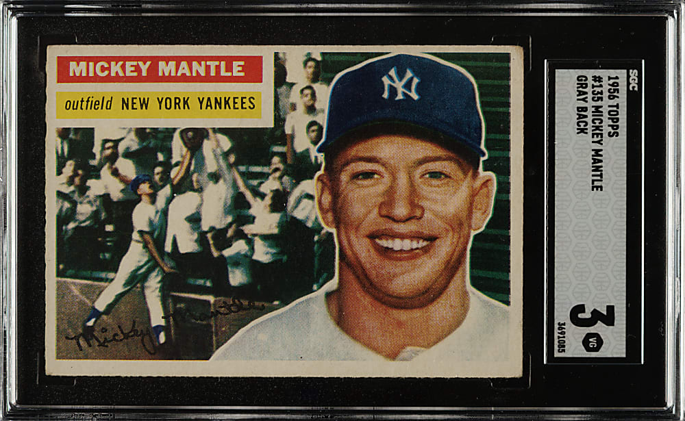 1956 Topps #135 Mickey Mantle Gray Back SGC VG 3