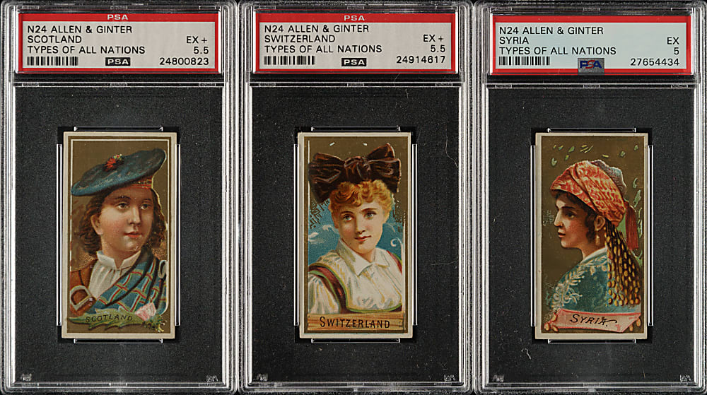 1889 N24 Allen & Ginter "Types of All Nations" PSA-Graded Trio