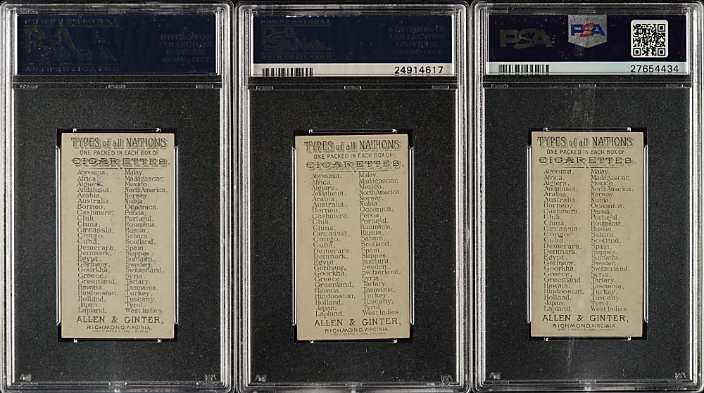 1889 N24 Allen & Ginter "Types of All Nations" PSA-Graded Trio