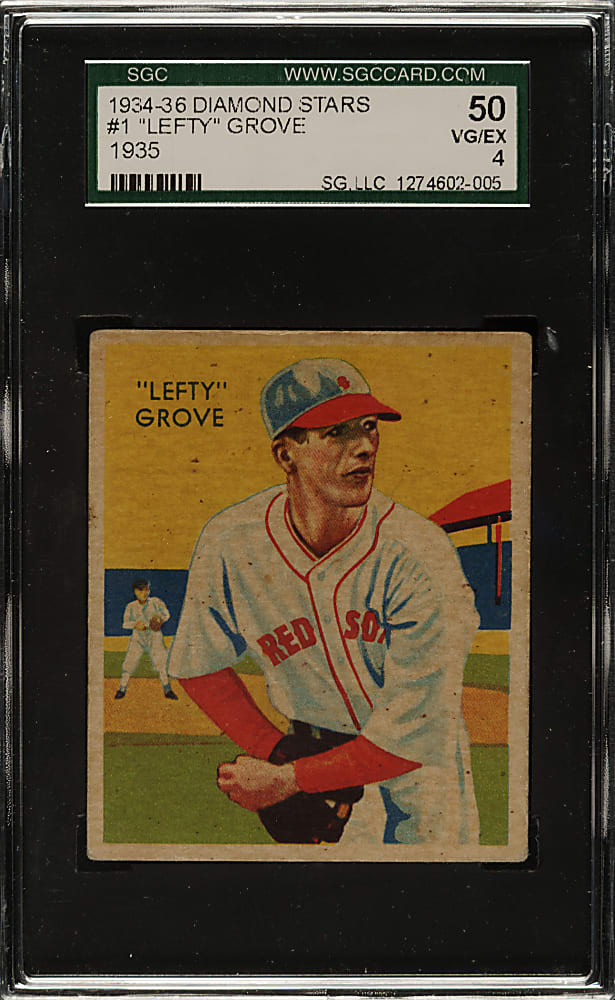1934-1936 R327 Diamond Stars #1 Lefty Grove (1935 Green Back) SGC VG/EX 50