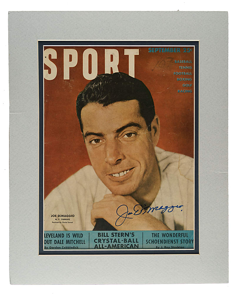 1949 Joe DiMaggio Signed "Sport" Magazine in Matted Display - JSA