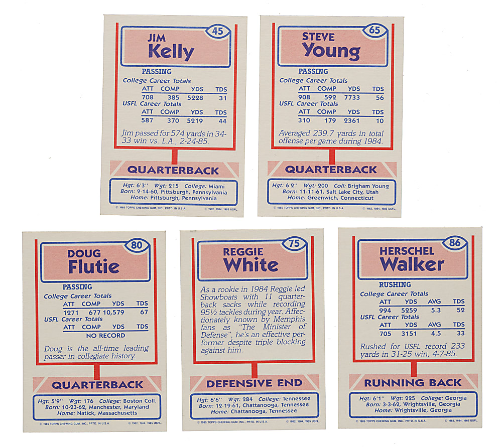1985 Topps USFL Football Complete Set (132 Cards)